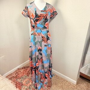 Colorful Geometric Print Maxi Dress